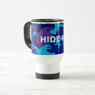 Mug De Voyage Citation drôle Camouflage bleu foncé et violet