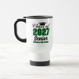 Mug De Voyage Classe verte de 2027 Senior Lycée personnalisé