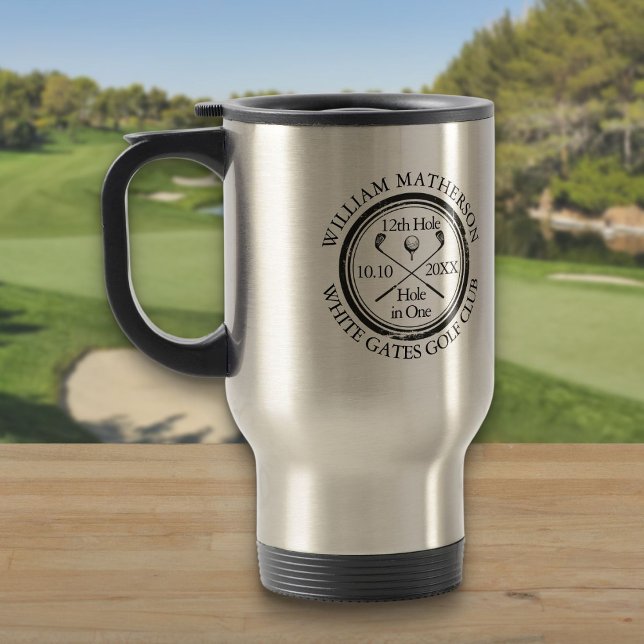 Mug De Voyage Classique trou en un de golf personnalisé (Custom Golf Hole in One Classic Travel Mug)