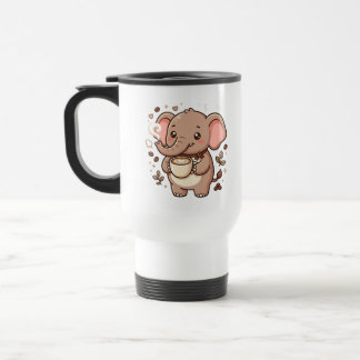 Mug de voyage Cœur de Latte Éléphant Mignon