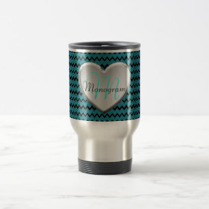 Mug De Voyage Coeur personnalisable de monogramme
