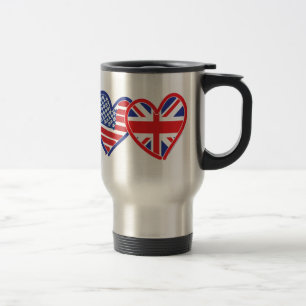 Mug De Voyage Coeurs du drapeau américain/Union Jack