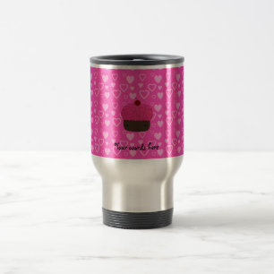 Mug De Voyage Coeurs roses de rose de petit gâteau de parties