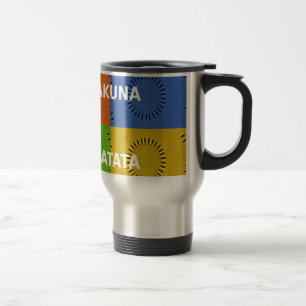 Mug De Voyage Collage d'art pop coloré et message "Hakuna Matata