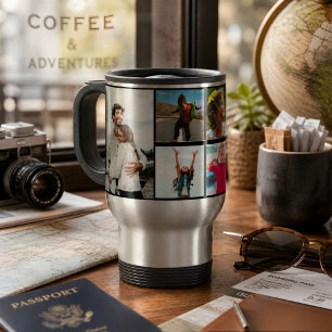 Mug De Voyage Collage de photos de famille avec 6 photos et text