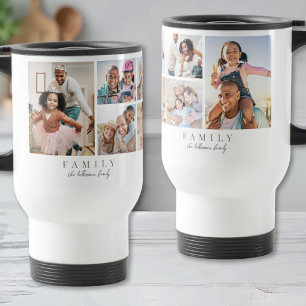 Mug De Voyage Collage de photos de famille avec nom personnalisé
