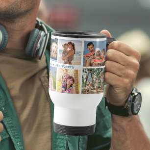 Mug De Voyage Collage de photos familiales avec 8 photos et text