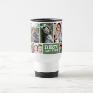 Mug De Voyage Collage photo personnalisé 10 Vert meilleur papa j