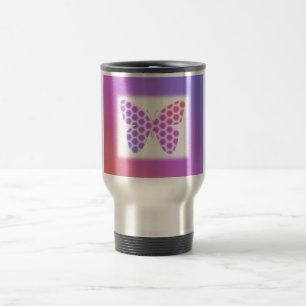 Mug De Voyage Coloré Peach rose violet orné de papillon géométri