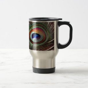 Mug De Voyage Colorful Copper Peacock Feather