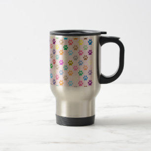 Mug De Voyage Colorful puppy paw prints