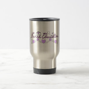 Mug De Voyage Conception de coeurs de rose d'éducatrice