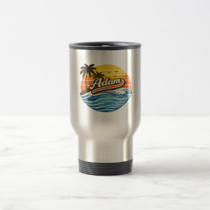 Mug De Voyage Conception de nom Adam Retro Sunset