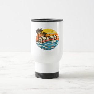 Mug De Voyage Conception de nom de Thomas Retro Sunset