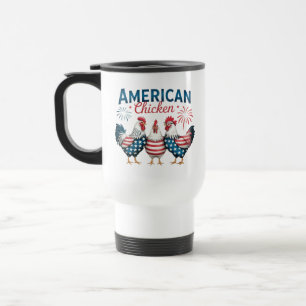 Mug De Voyage Conception de poulet américain patriotique du 4 ju