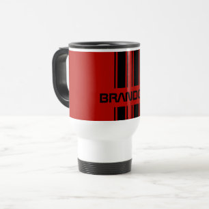 Mug De Voyage Cool Personnalisé Rouge Et Noir Course Auto Strips