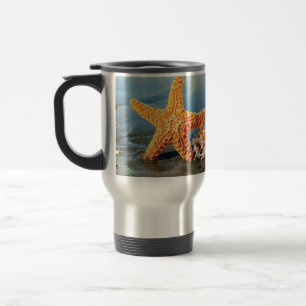 Mug De Voyage Coquillages marins et étoiles de mer sur la plage