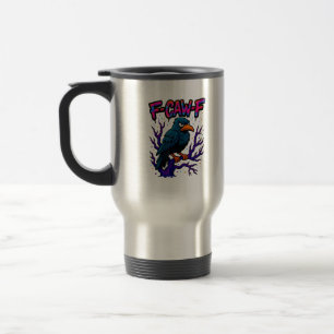 Mug De Voyage Corbeau, F-Caw-F Drôle Oiseau Lune Gothique Humour