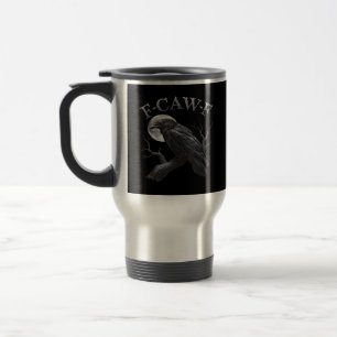 Mug De Voyage Corbeau F-Caw-F Oiseau Drôle Lune Gothique Humour