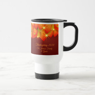 Mug De Voyage Correspondance Thankgiving Orange Leaf Nom année