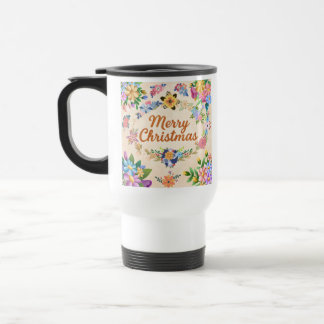 Mug De Voyage Couronne de Noël florale joyeuse