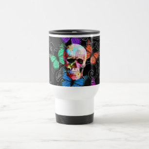 Mug De Voyage Crâne d'Imaginaire et papillons colorés