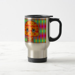 Mug De Voyage Crâne Robot Coloré Sur Arrière - plan Arc-En-Ciel