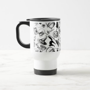 Mug De Voyage Crânes Broomsticks Citrouille Bats Halloween