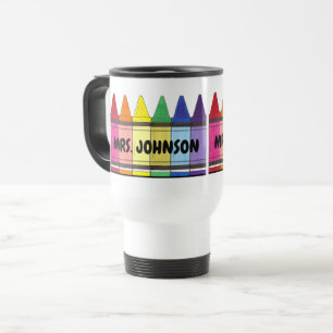 Mug De Voyage Crayons arc-en-ciel Professeur d'art à l'école
