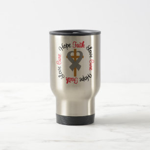 Mug De Voyage Croix d'amour d'espoir de foi de cancer du cerveau