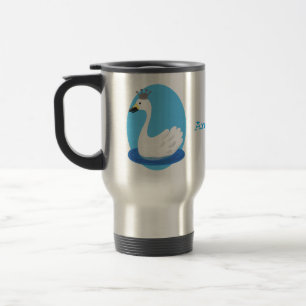 Mug De Voyage Cute cygne blanc avec dessin de la couronne