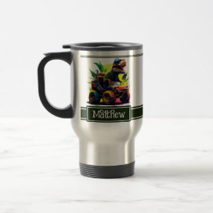 Mug De Voyage Cute T-Rex équitation Monster Truck Dinosaure Nom