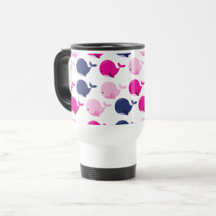 Mug De Voyage Cute Whales, Pattern of Whales, Sea Animals