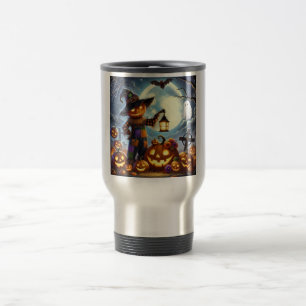 Mug De Voyage Cute, Whimsical Halloween épouvantail & citrouille