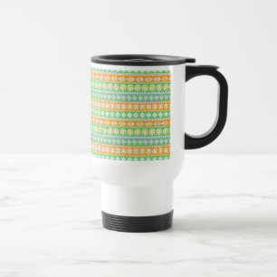 Mug De Voyage Décor ethnique motif vert orange