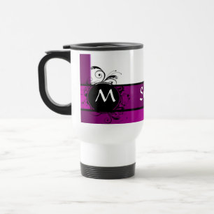 Mug De Voyage Décoré d'un monogramme pourpre et blanc