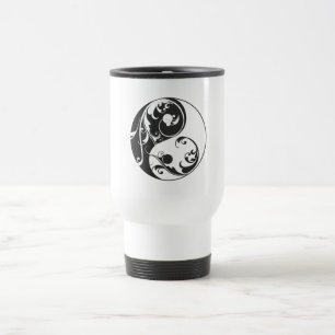 Mug De Voyage Défilement Yin & Yang (noir)