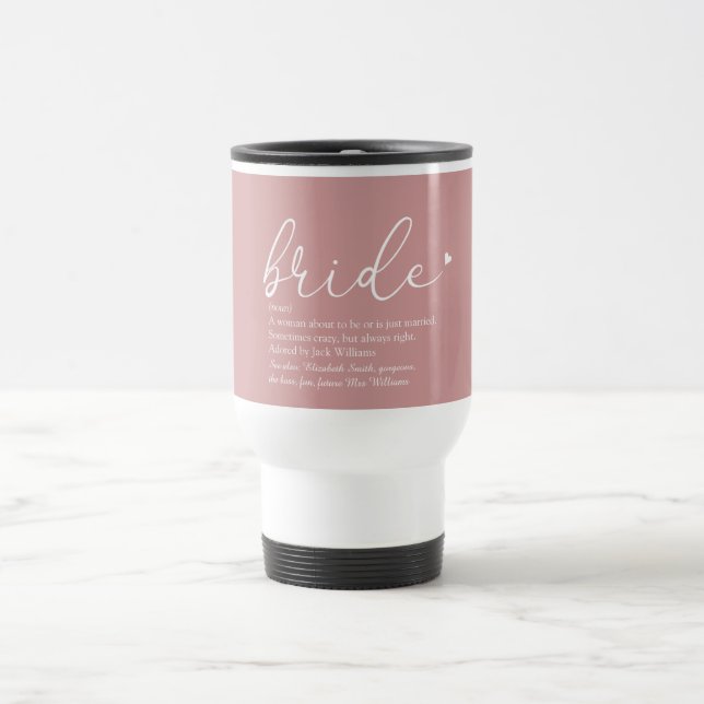 Mug De Voyage Définition de la mariée de script, douche de maria (Centre)
