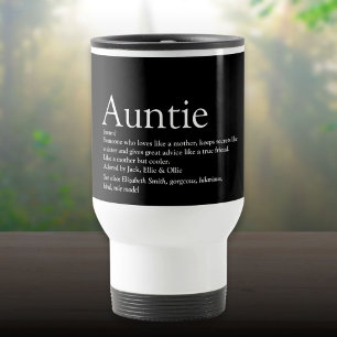 Mug De Voyage Définition moderne de tante en noir et blanc