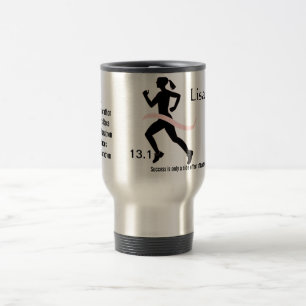 Mug De Voyage Demi de ruban de rose du marathon des femmes