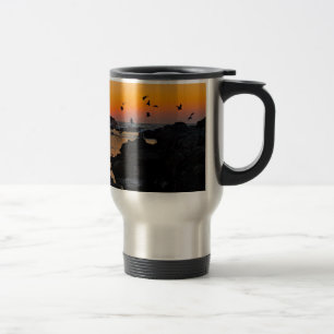 Mug De Voyage Destin tropical de paume de coucher du soleil de