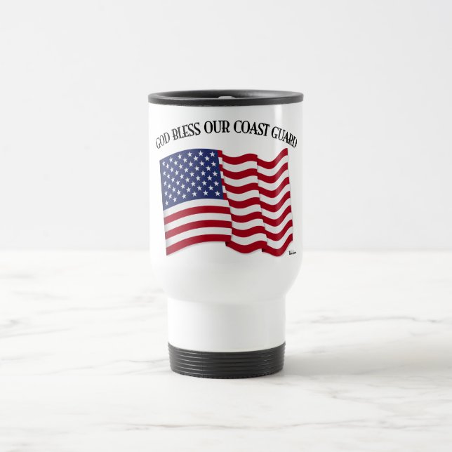 Mug De Voyage DIEU BÉNISSE LA GARDE CÔTIÈRE avec & drapeau améri (Centre)