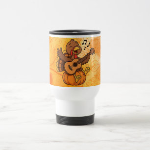 Mug De Voyage Dindon de Thanksgiving mignon avec guitare