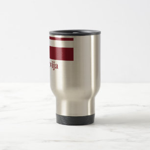 Mug De Voyage Drapeau de la Lettonie avec le nom dans le Latvian