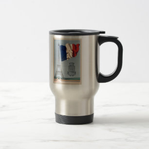 Mug De Voyage Drapeau national vintage et Tour Eiffel