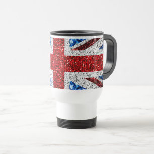 Mug De Voyage Drapeau rouge bleu blanc brillant parties scintill