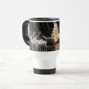 Mug De Voyage Elégance de Noël d'or - Sleigh & Reindeer