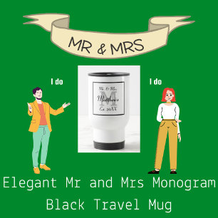 Mug De Voyage Élégant M. et Mme Monogram Black