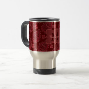 Mug De Voyage Elégant Motif Burgundy Paisley Personnalisé