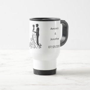 Mug De Voyage Elégant noir et blanc Enregistrer la Mariage de da